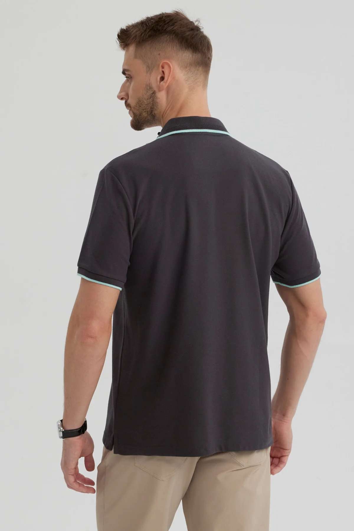 Polera Hombre Pique Básica Lisa Marengo - Image 3
