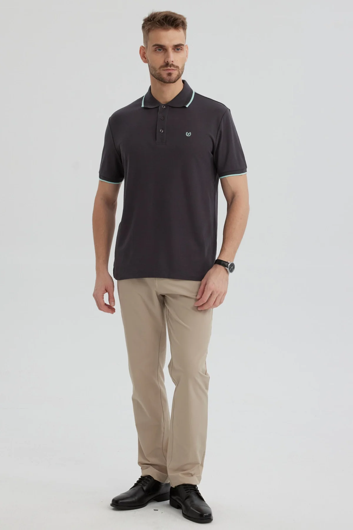 Polera Hombre Pique Básica Lisa Marengo - Image 4