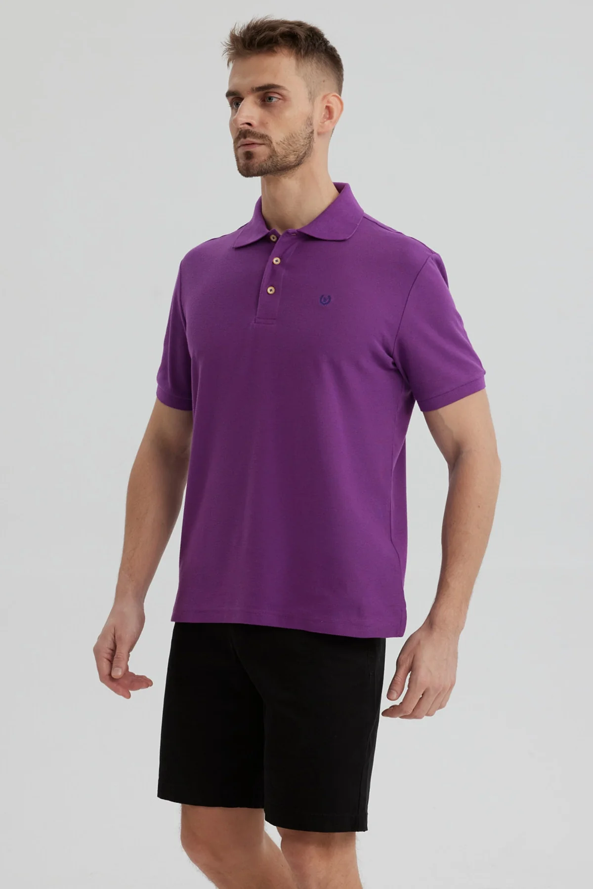 Polera Hombre Pique Básica Lisa Morado - Image 2