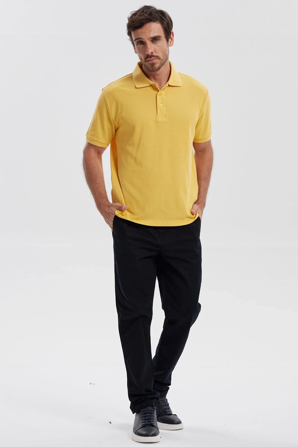 Polera Hombre Pique Básica Lisa Naranjo - Image 4