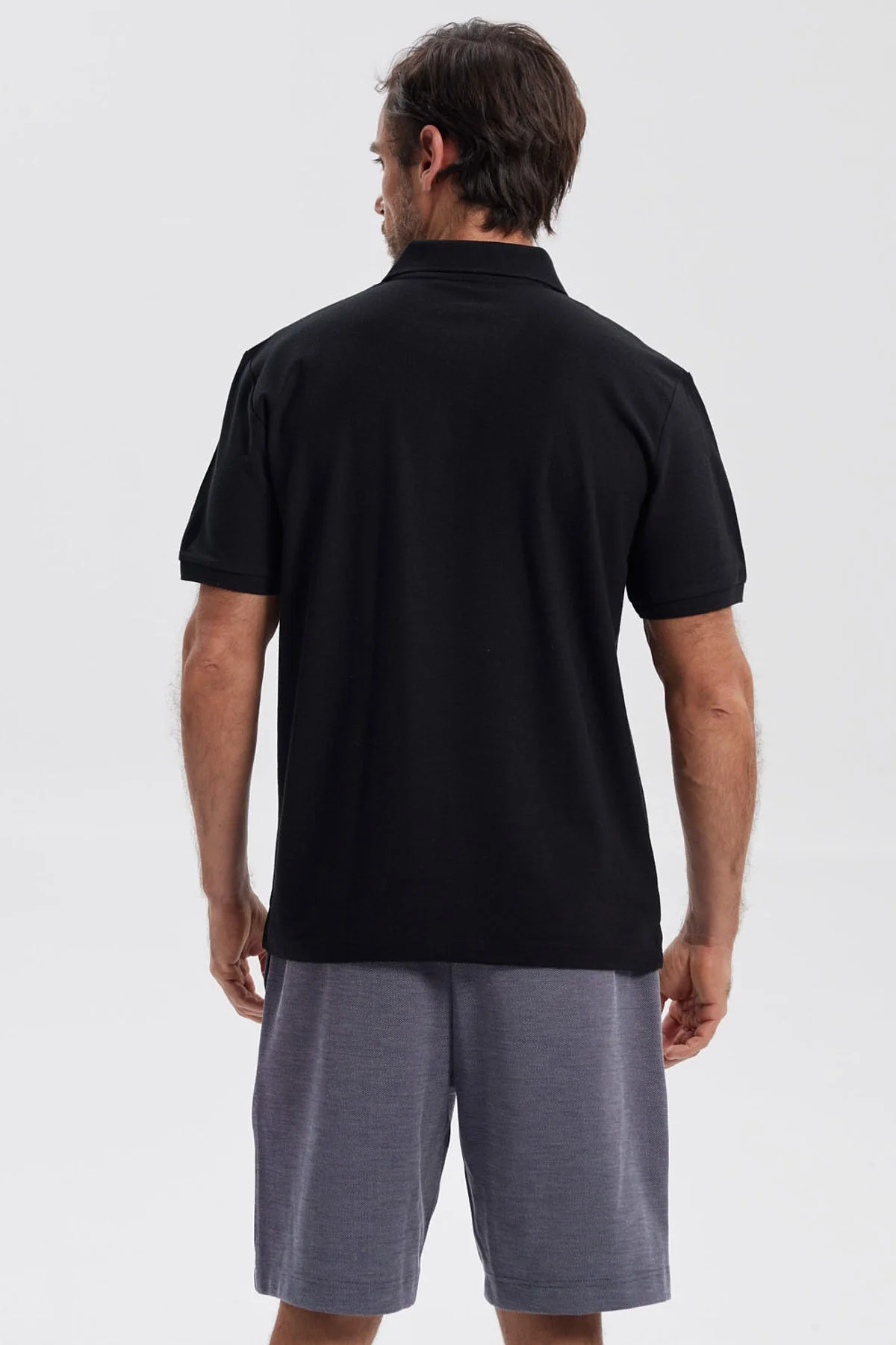Polera Hombre Pique Básica Lisa Negro - Image 3