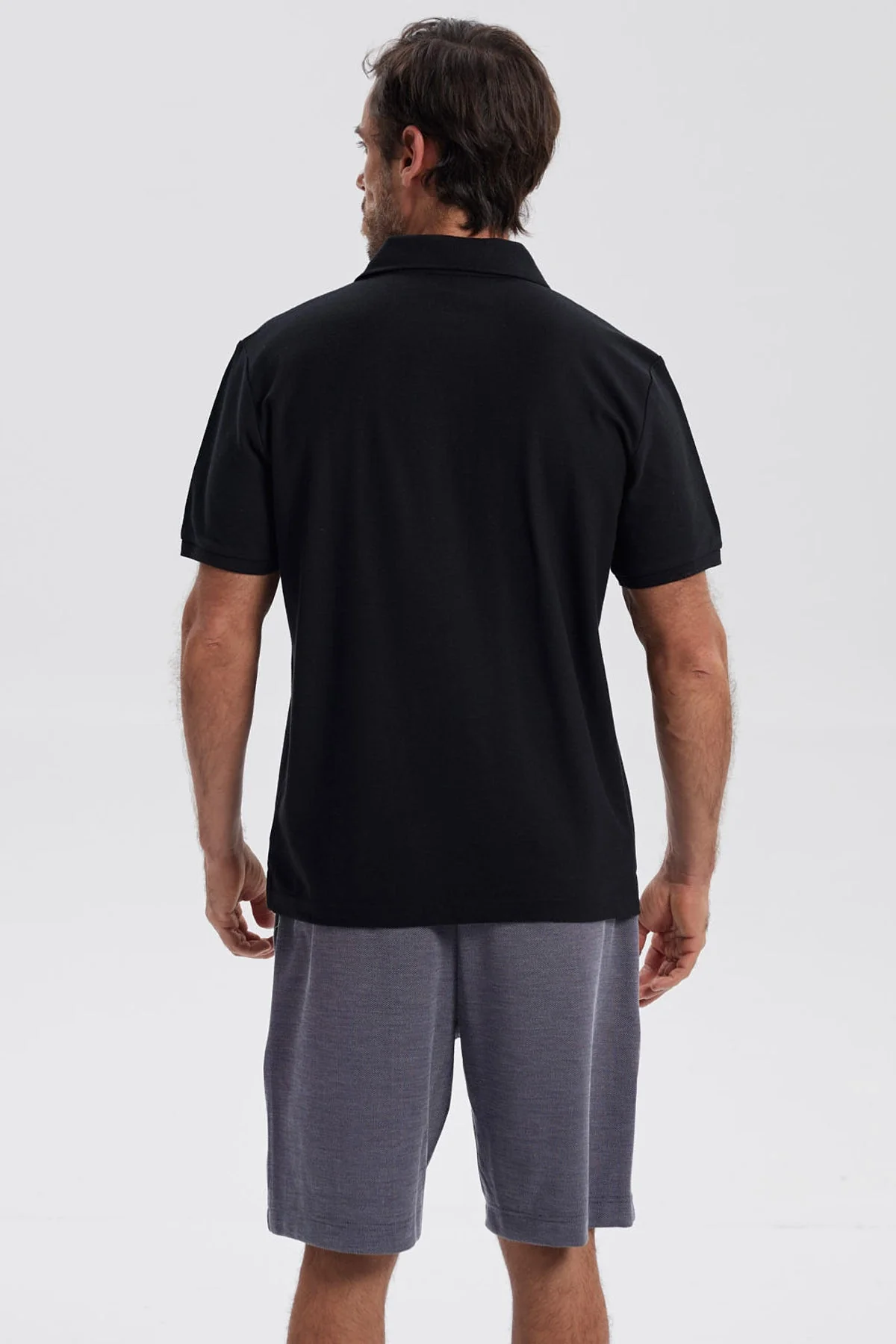 Polera Hombre Pique Básica Lisa Negro - Image 3