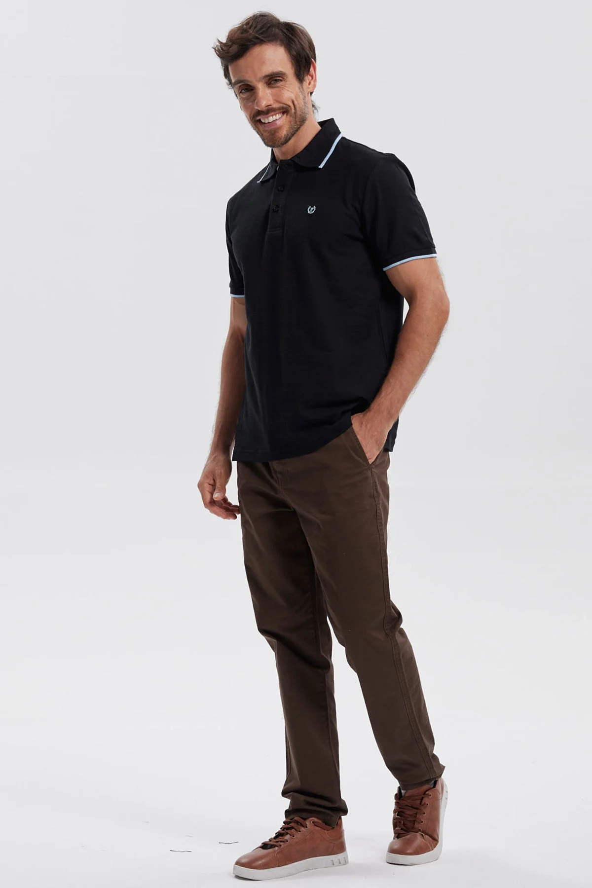 Polera Hombre Pique Básica Lisa Negro - Image 4