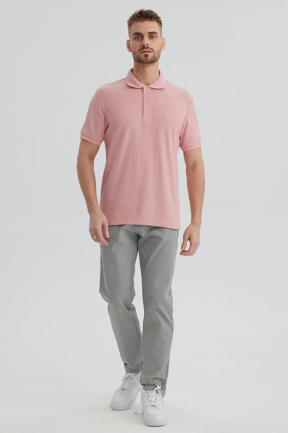 Polera Hombre Pique Básica Lisa Palo Rosa - Image 4