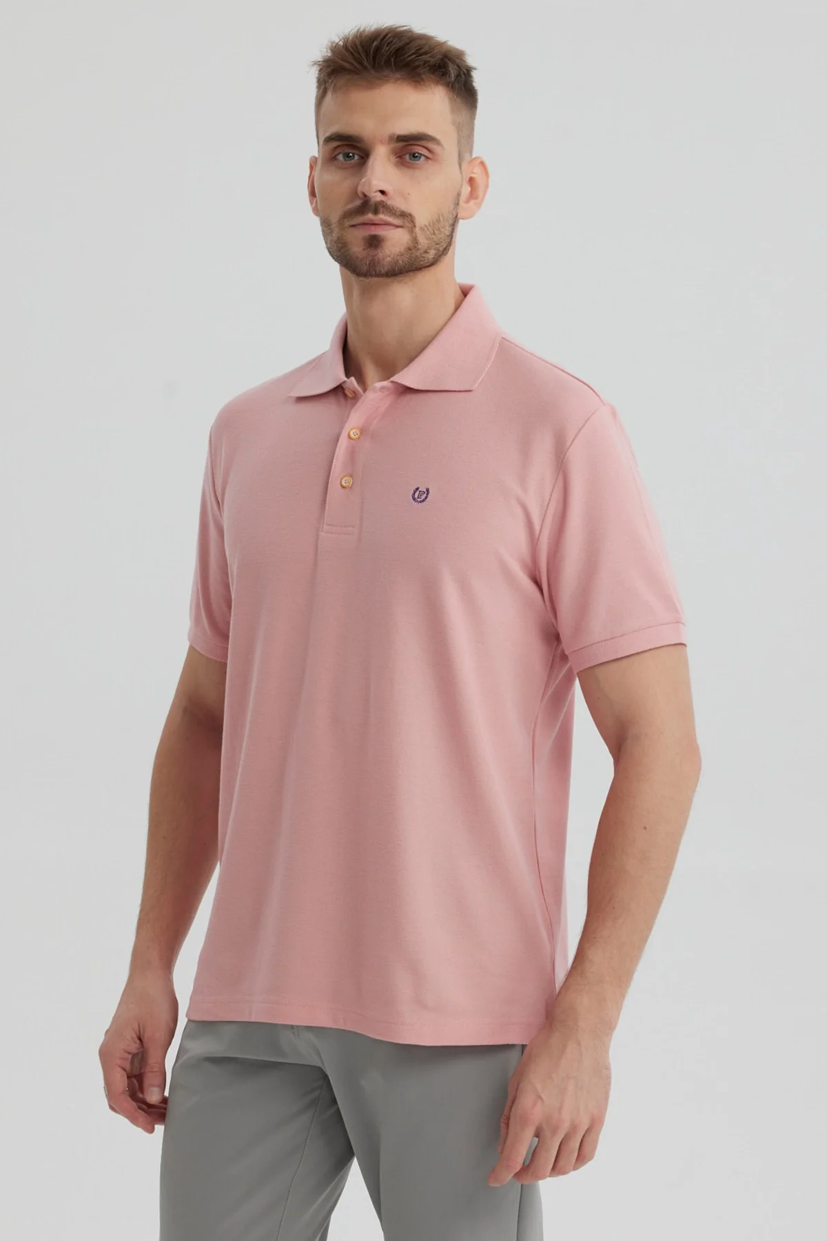Polera Hombre Pique Básica Lisa Palo Rosa - Image 2