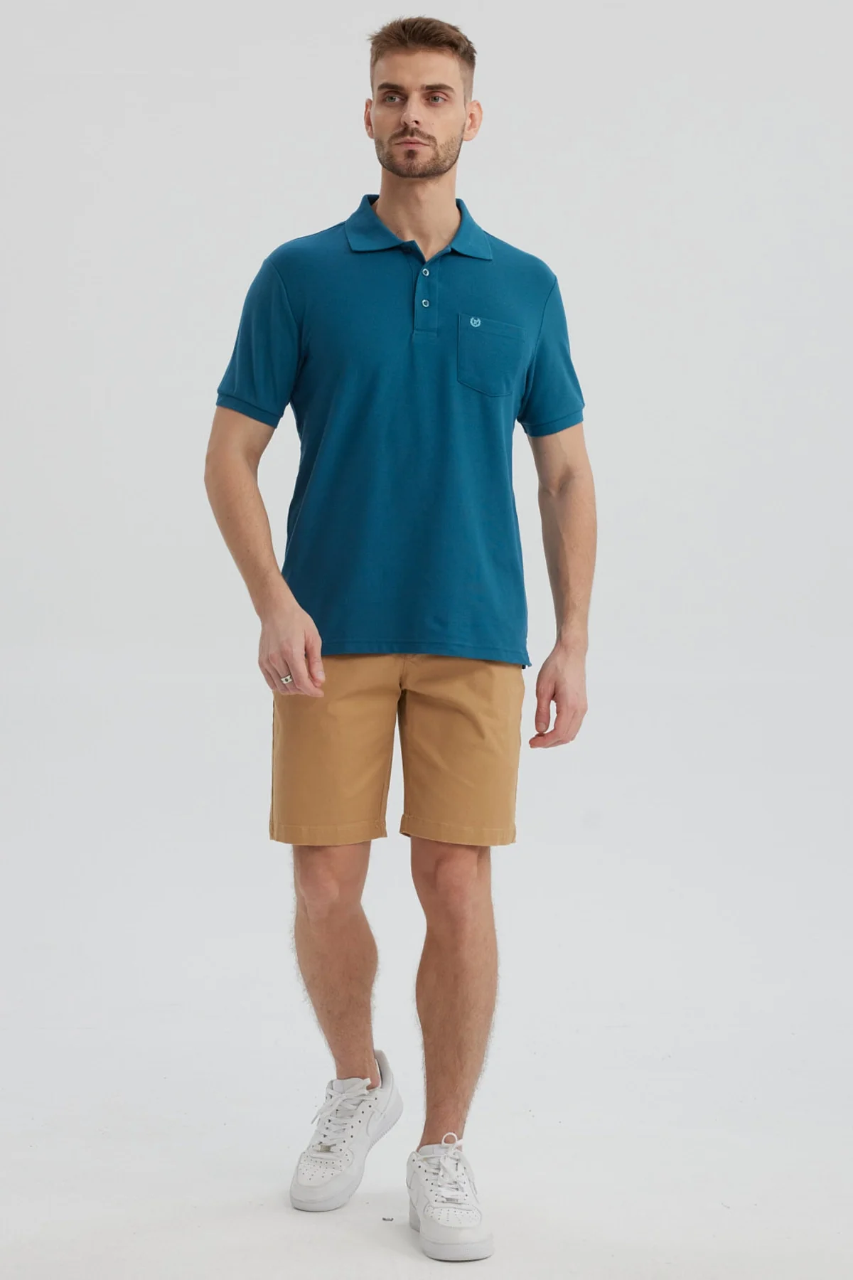 Polera Hombre Pique Básica Lisa Petroleo - Image 4