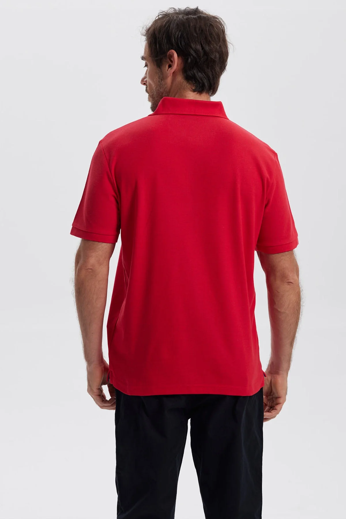 Polera Hombre Pique Básica Lisa Rojo - Image 3