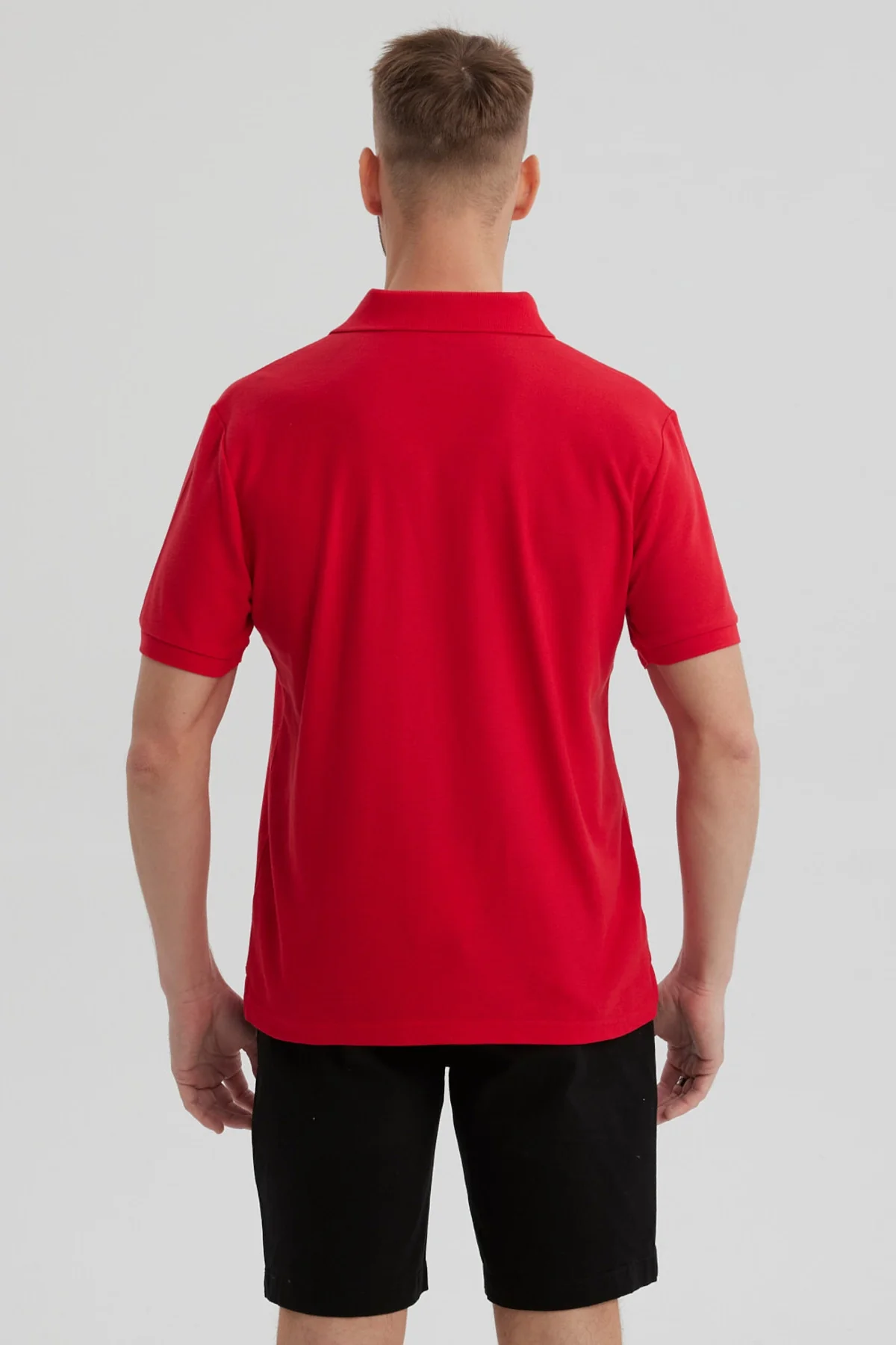 Polera Hombre Pique Básica Lisa Rojo - Image 3