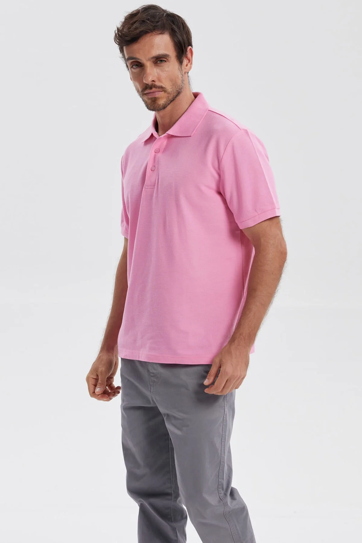 Polera Hombre Pique Básica Lisa Rosado - Image 2