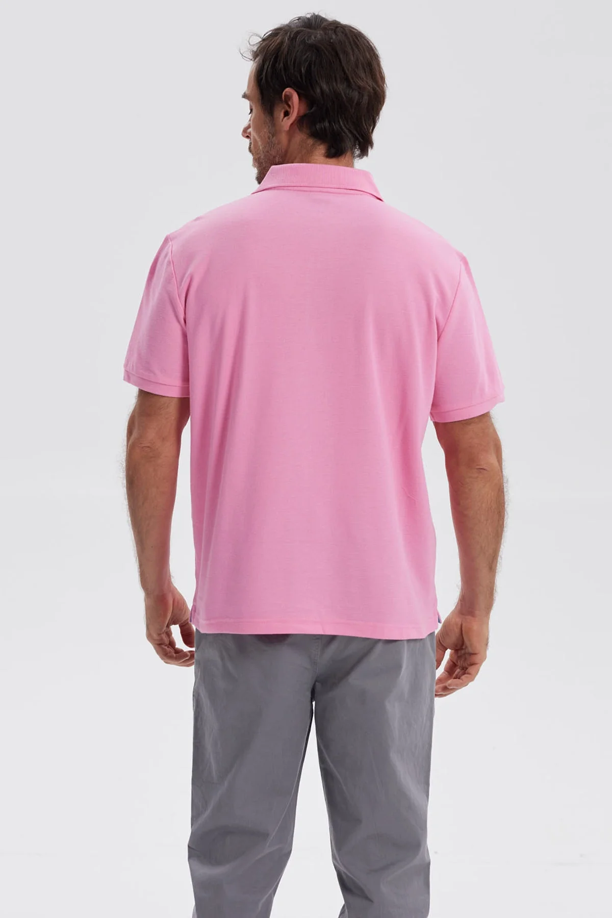 Polera Hombre Pique Básica Lisa Rosado - Image 3