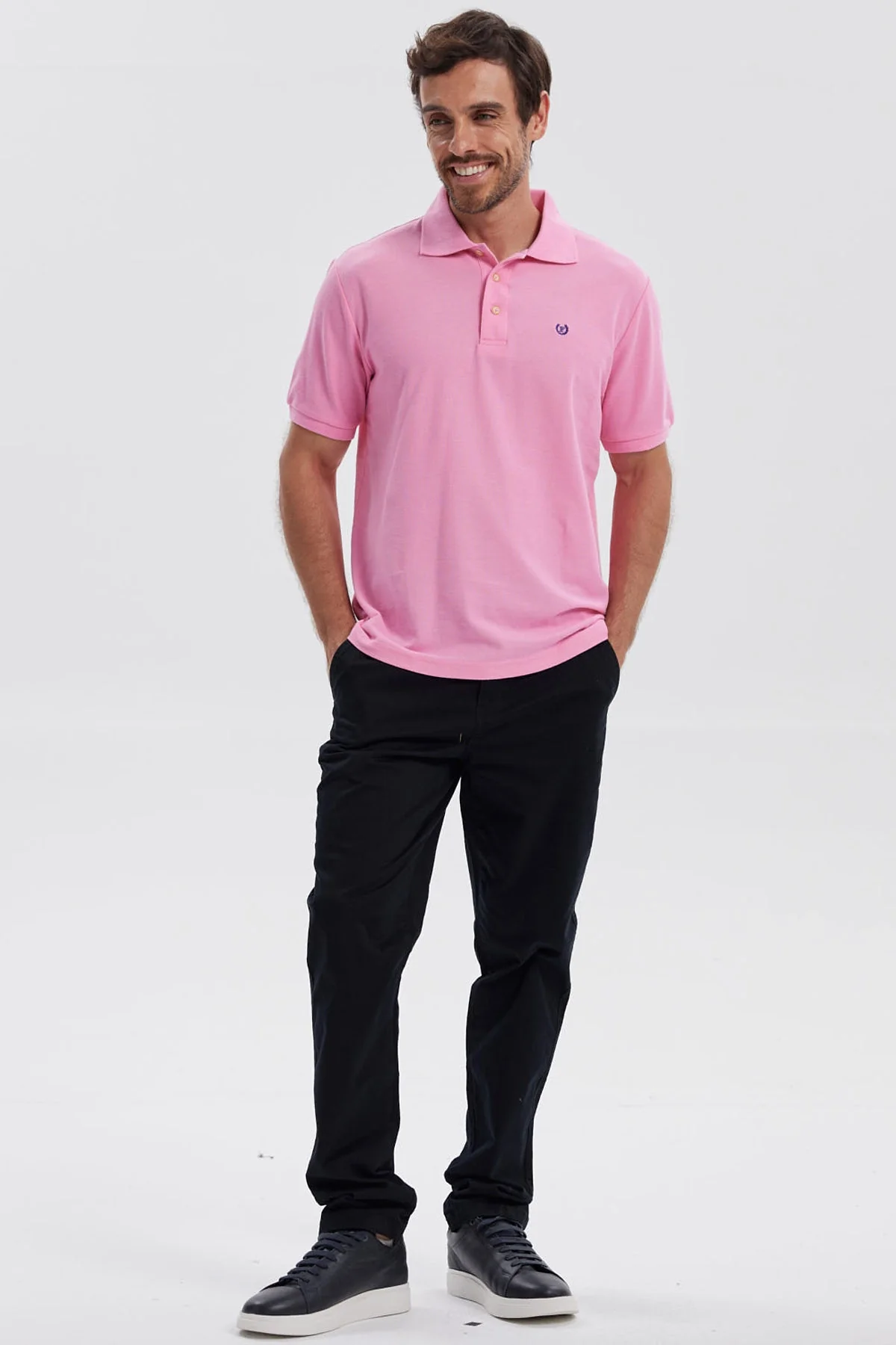 Polera Hombre Pique Básica Lisa Rosado - Image 4