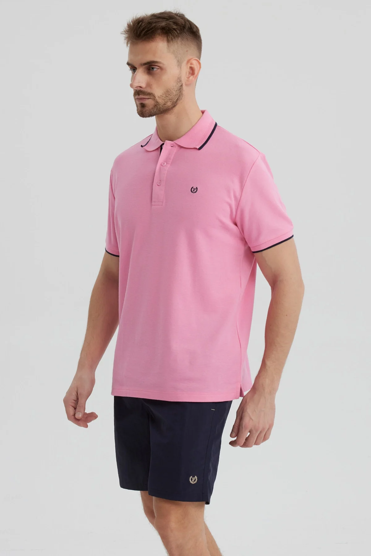 Polera Hombre Pique Básica Lisa Rosado - Image 2