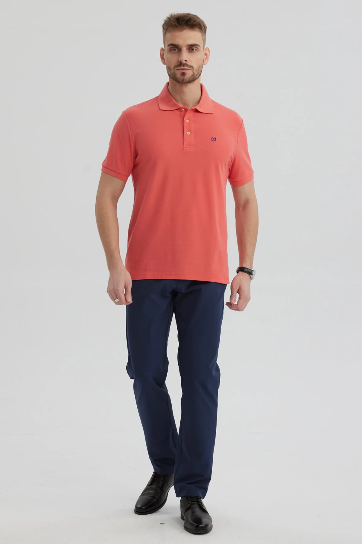 Polera Hombre Pique Básica Lisa Sandía - Image 4