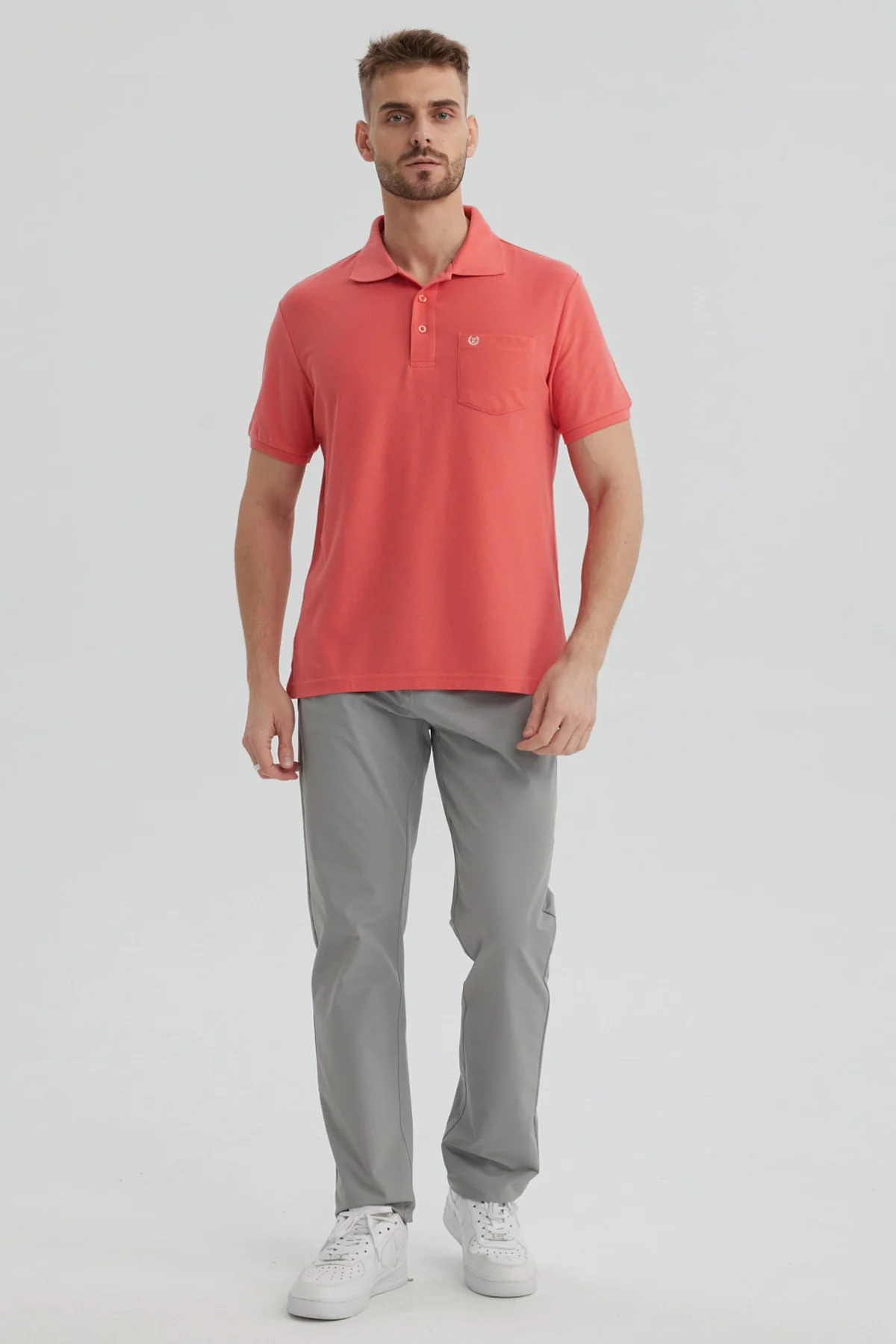 Polera Hombre Pique Básica Lisa Sandía - Image 4