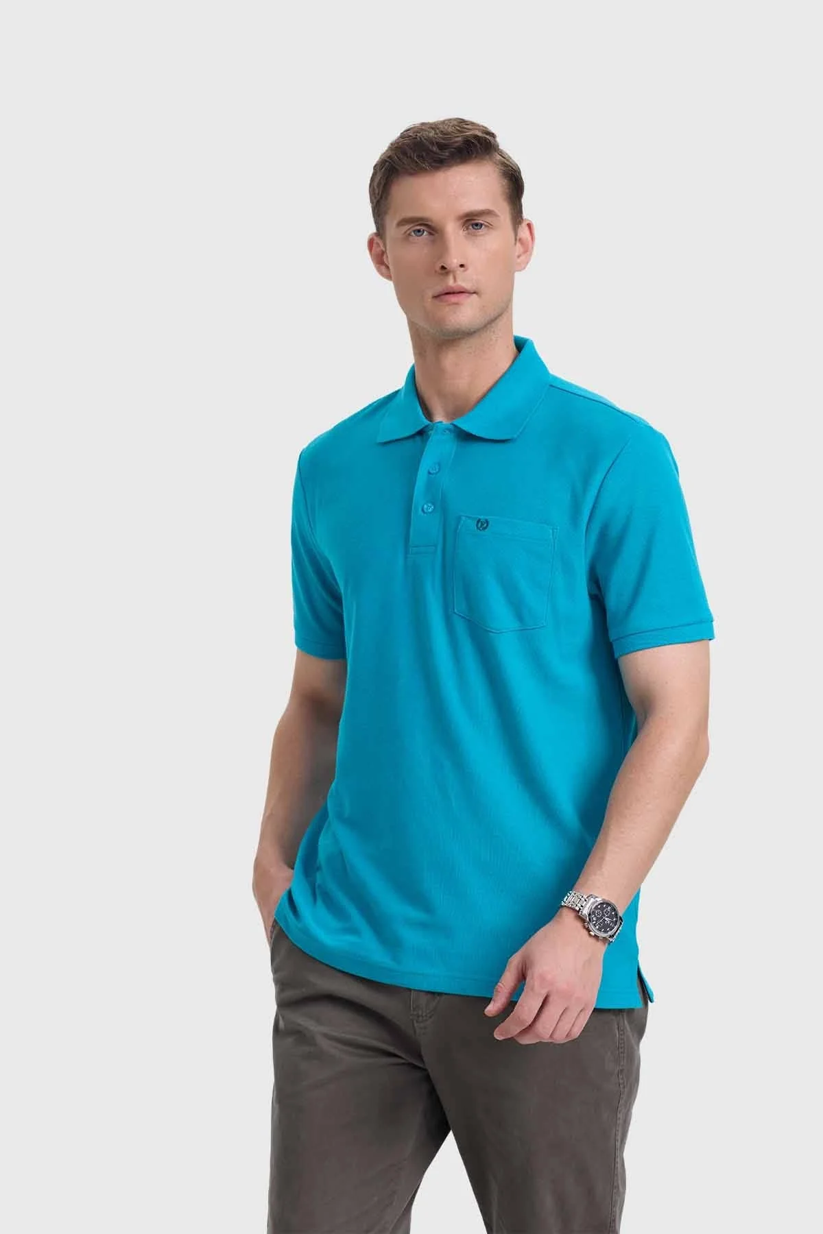 Polera Hombre Piqué Básica Turquesa - Image 2