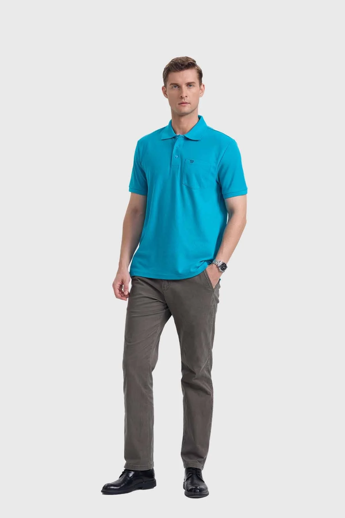 Polera Hombre Piqué Básica Turquesa - Image 4