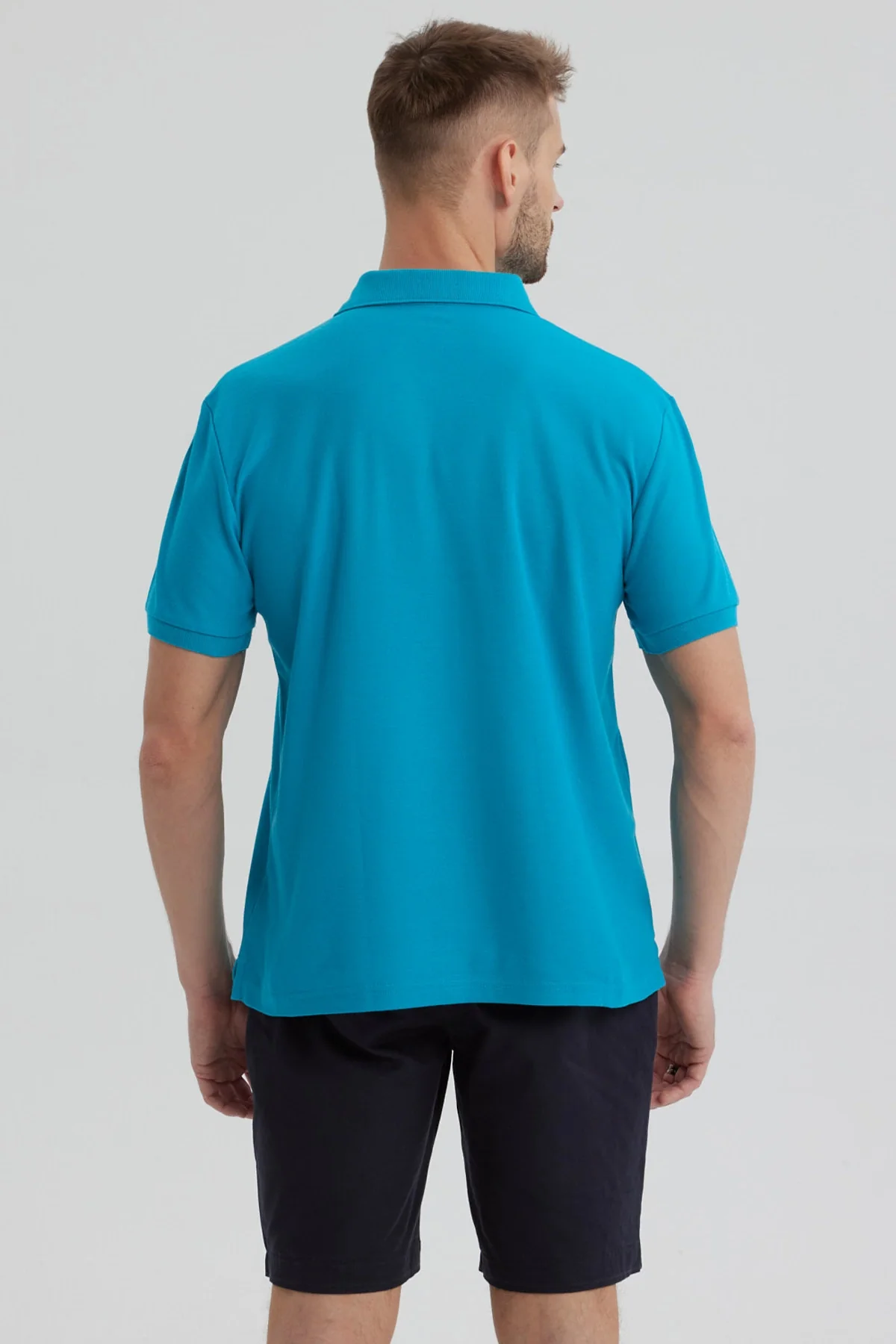 Polera Hombre Pique Básica Lisa Turquesa - Image 3