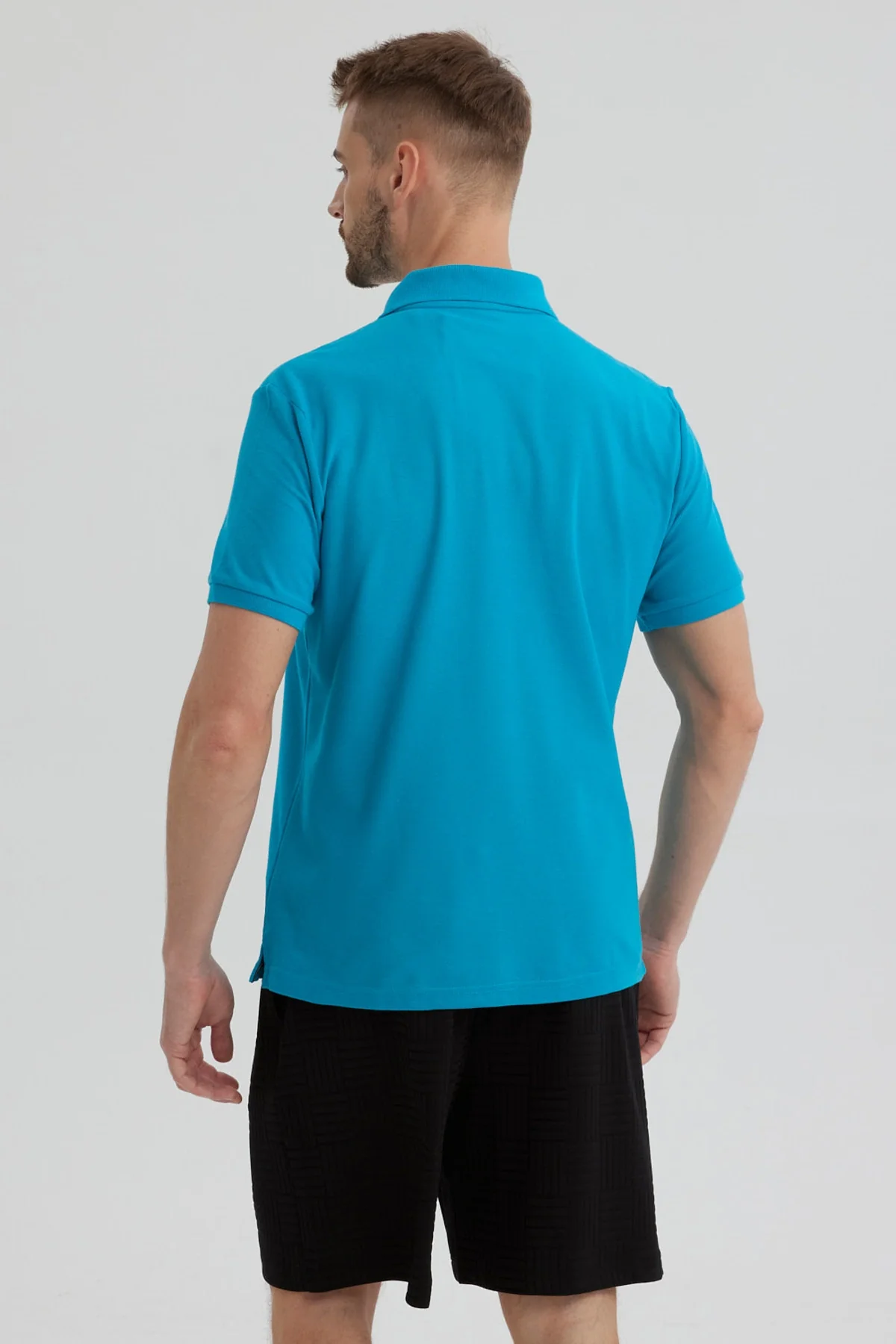 Polera Hombre Pique Básica Lisa Turquesa - Image 3
