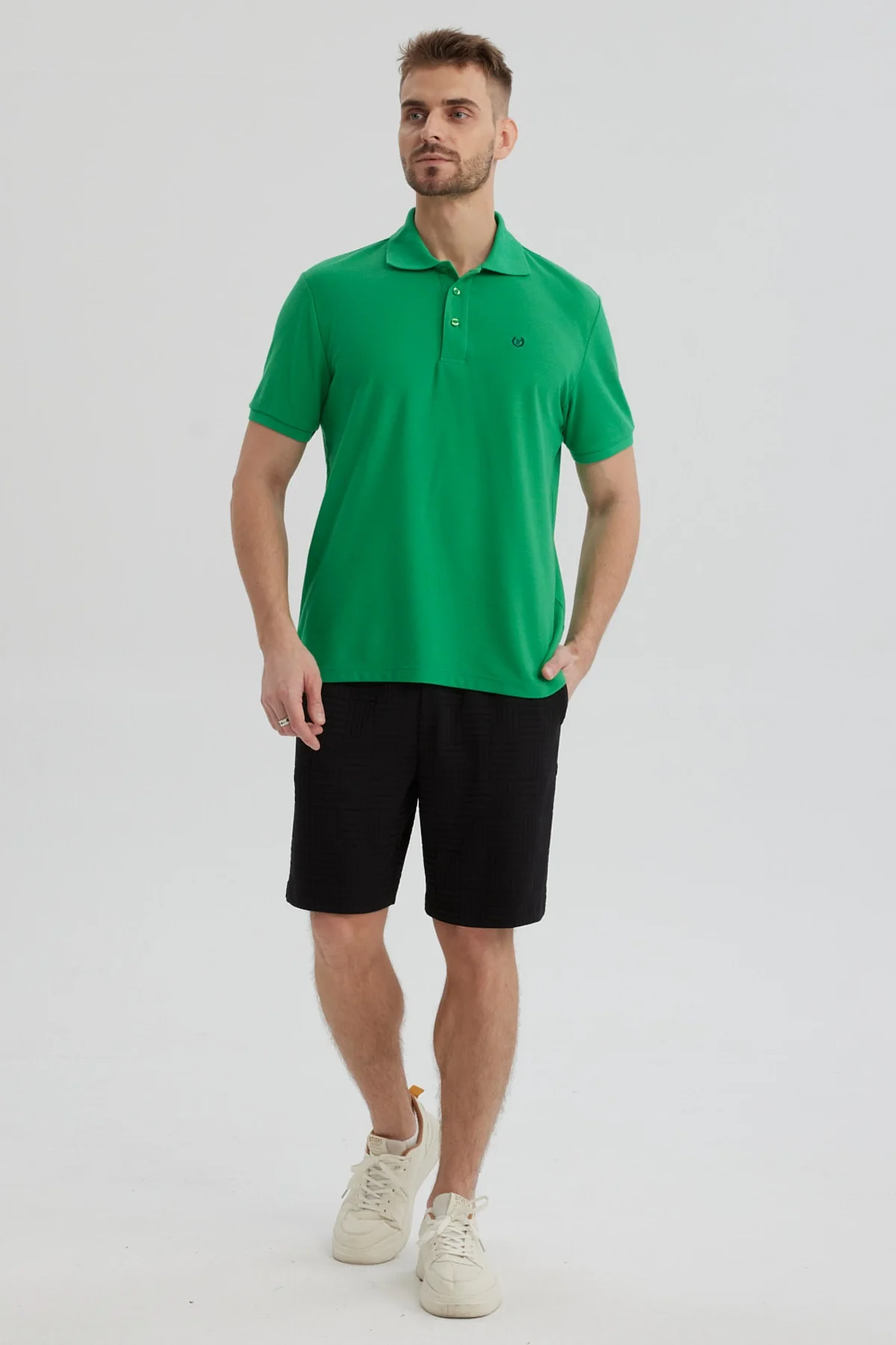 Polera Hombre Pique Básica Lisa Verde - Image 4