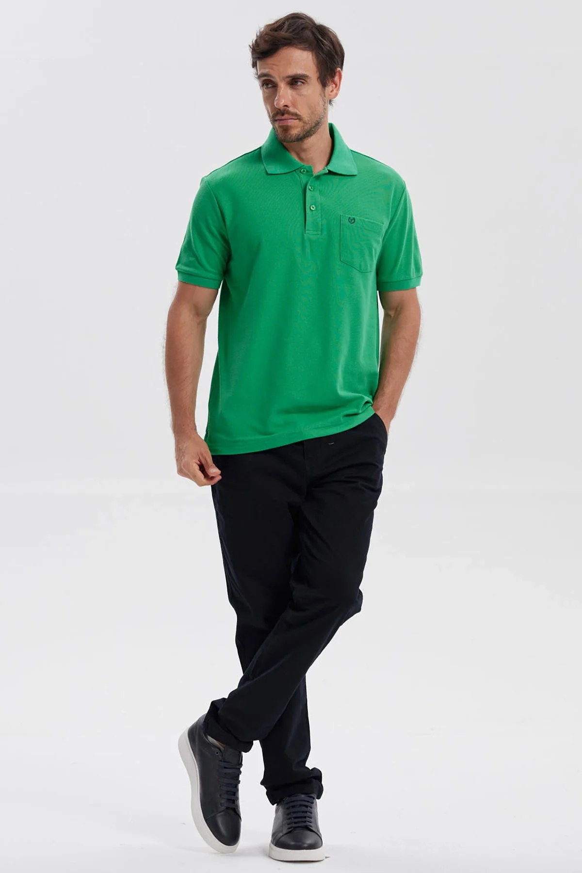 Polera Hombre Pique Básica Lisa Verde - Image 4