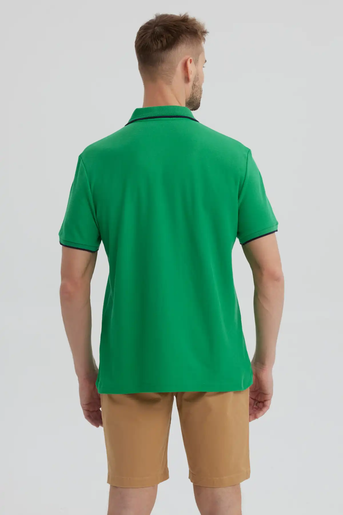 Polera Hombre Pique Básica Lisa Verde - Image 3