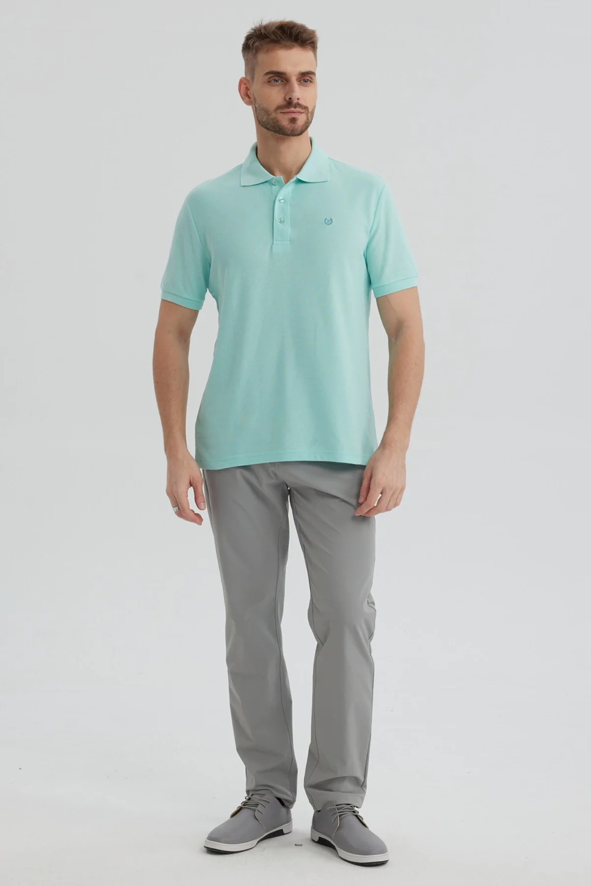 Polera Hombre Pique Básica Lisa Verde Claro - Image 4