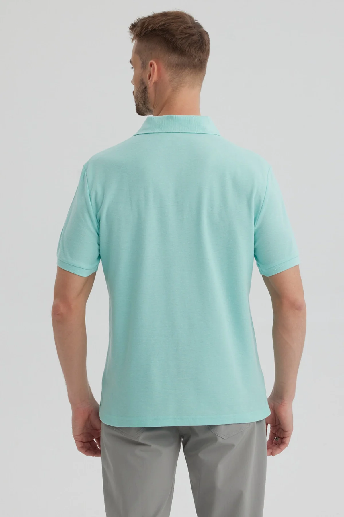 Polera Hombre Pique Básica Lisa Verde Claro - Image 3