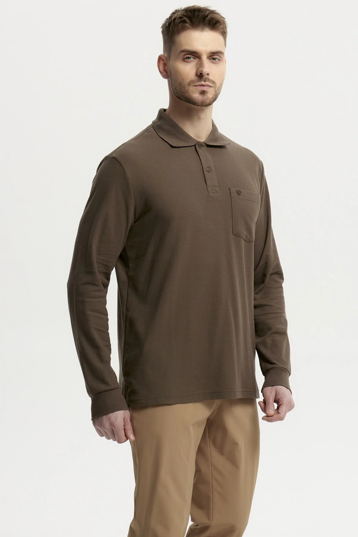 Polera Hombre Pique Básica Verde Olivo - Image 2