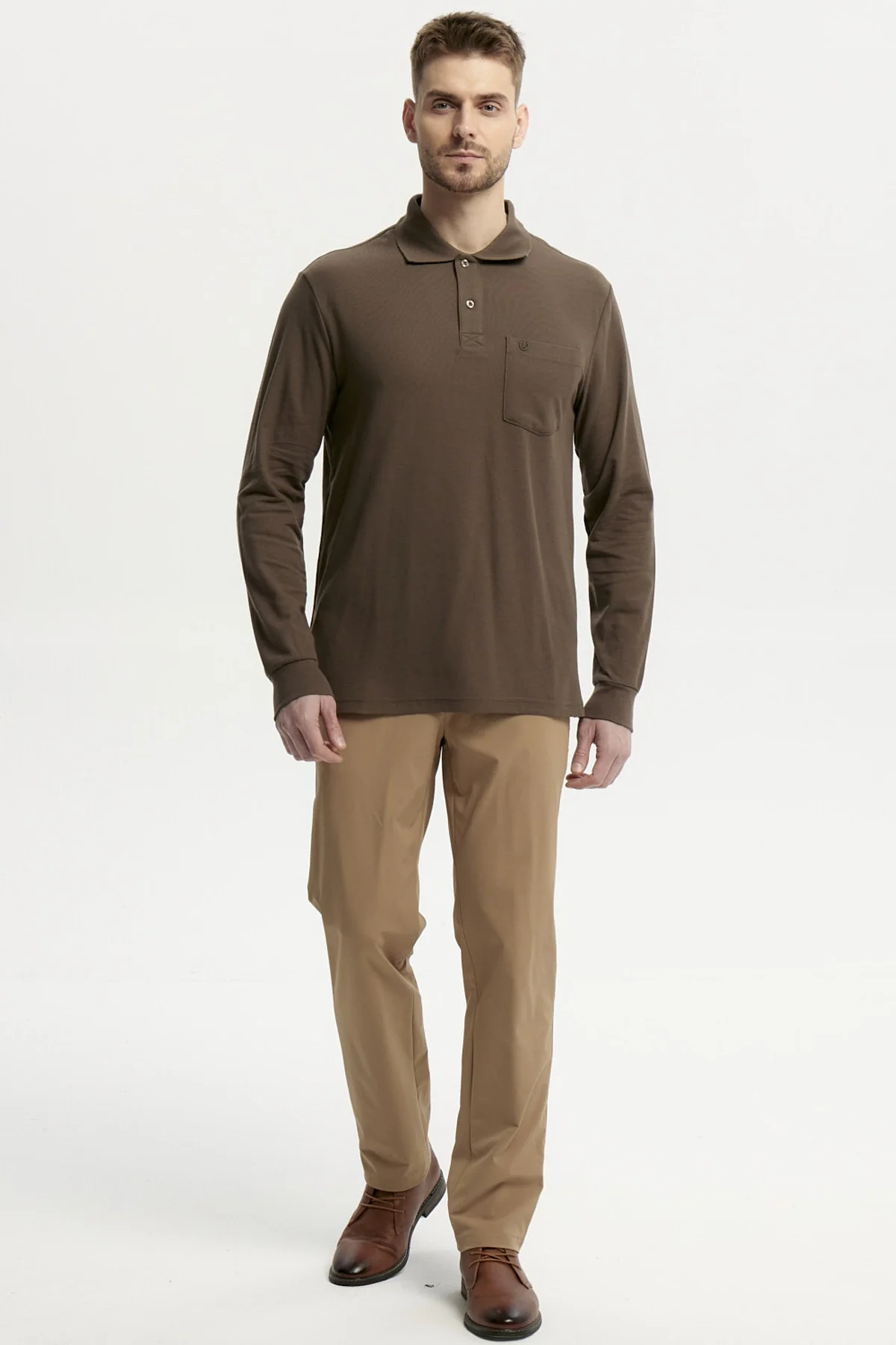 Polera Hombre Pique Básica Verde Olivo - Image 4