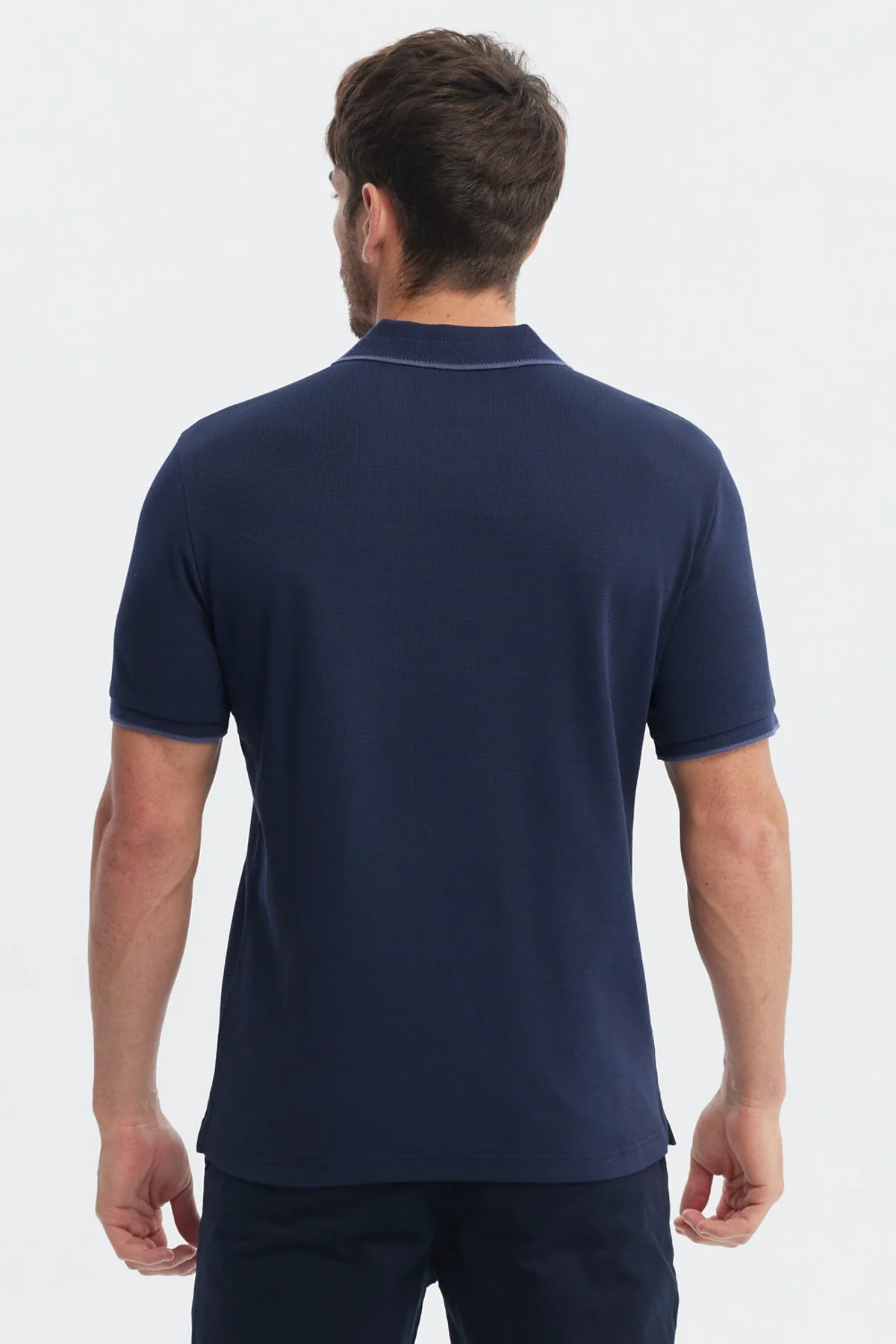 Polera Hombre Pique Con Bolsillo Botón Azul Marino - Image 3