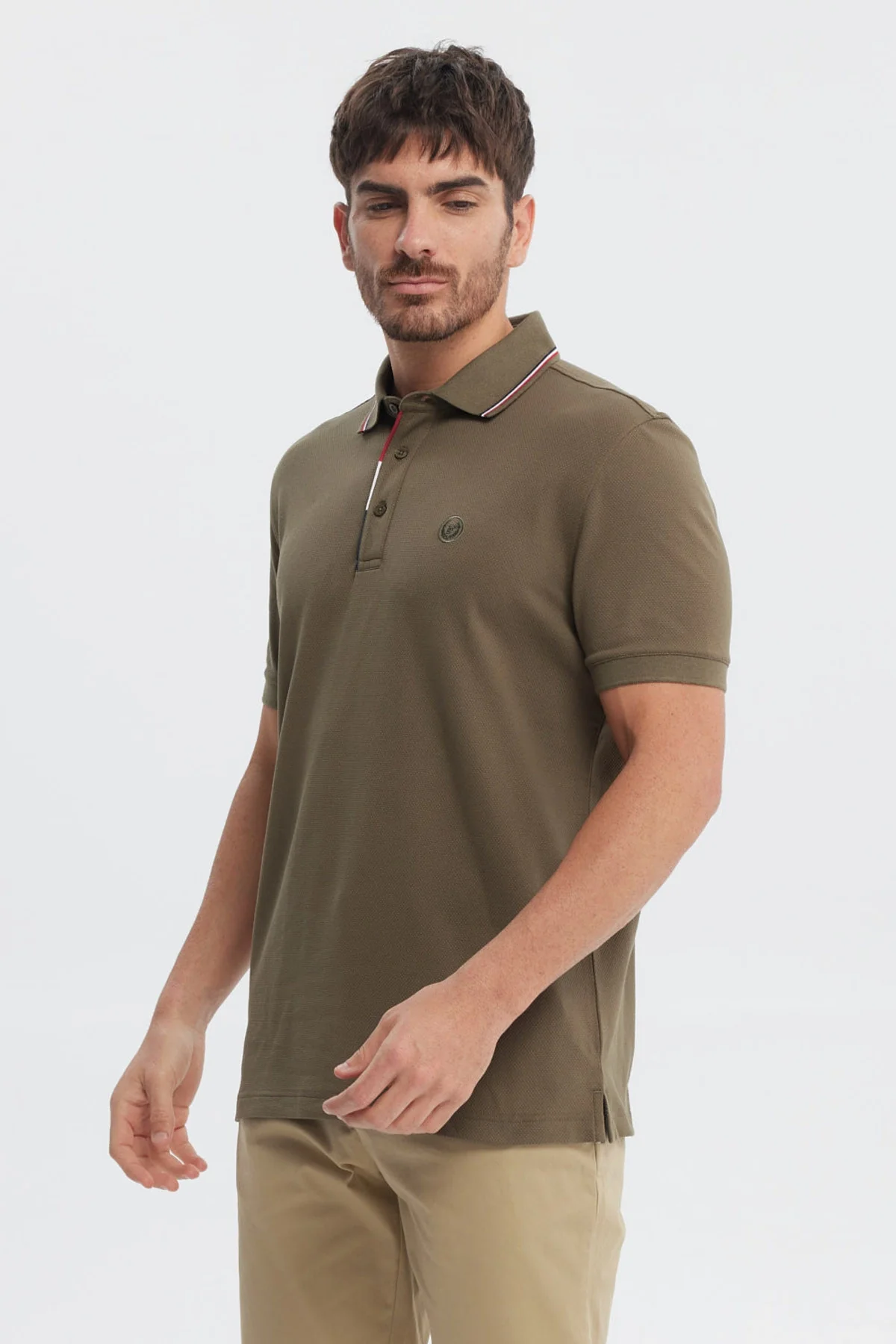 Polera Hombre Pique Dos Botónes Verde Oliva - Image 2