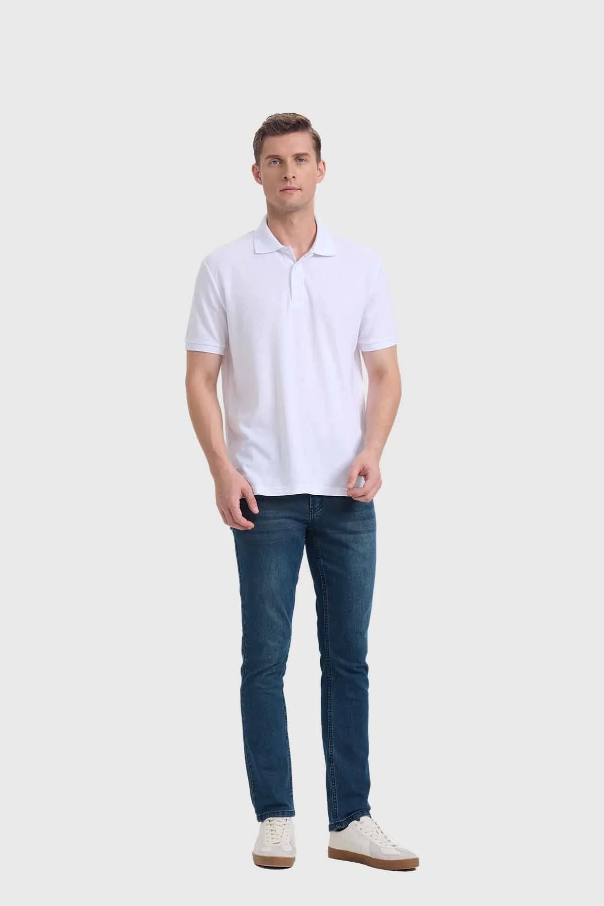 Polera Hombre Piqué Básica Blanco - Image 4