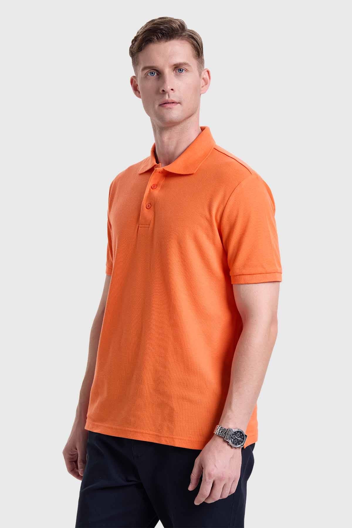 Polera Hombre Piqué Básica Naranjo - Image 2