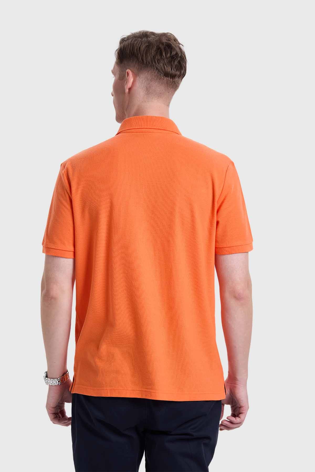 Polera Hombre Piqué Básica Naranjo - Image 3
