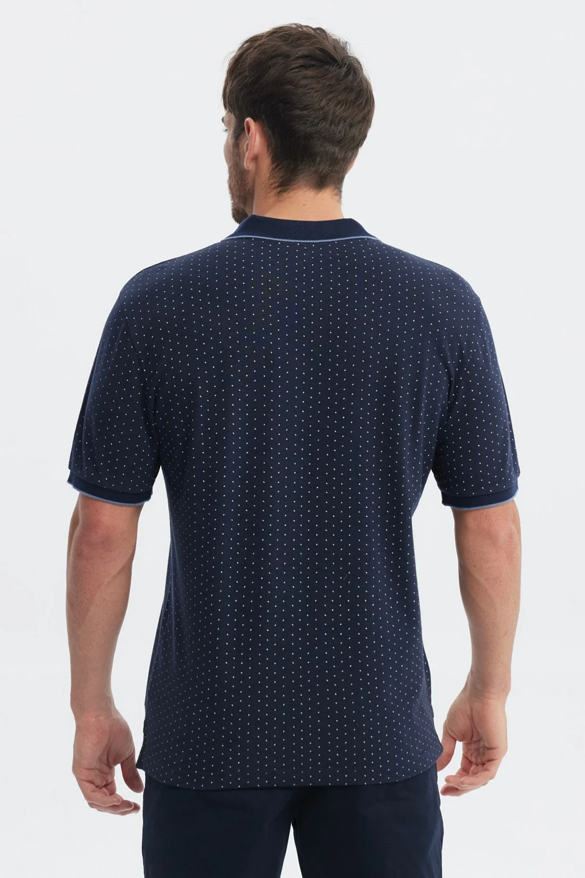 Polera Hombre Pique Mini Print Azul Marino - Image 3