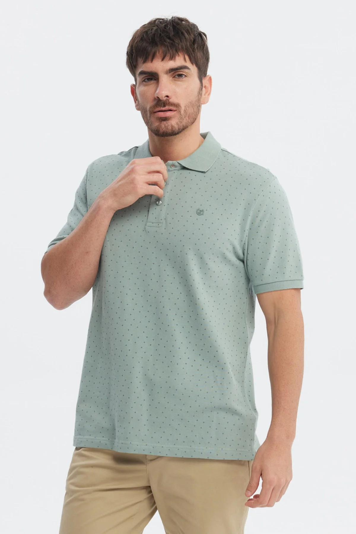 Polera Hombre Pique Mini Print Verde - Image 2