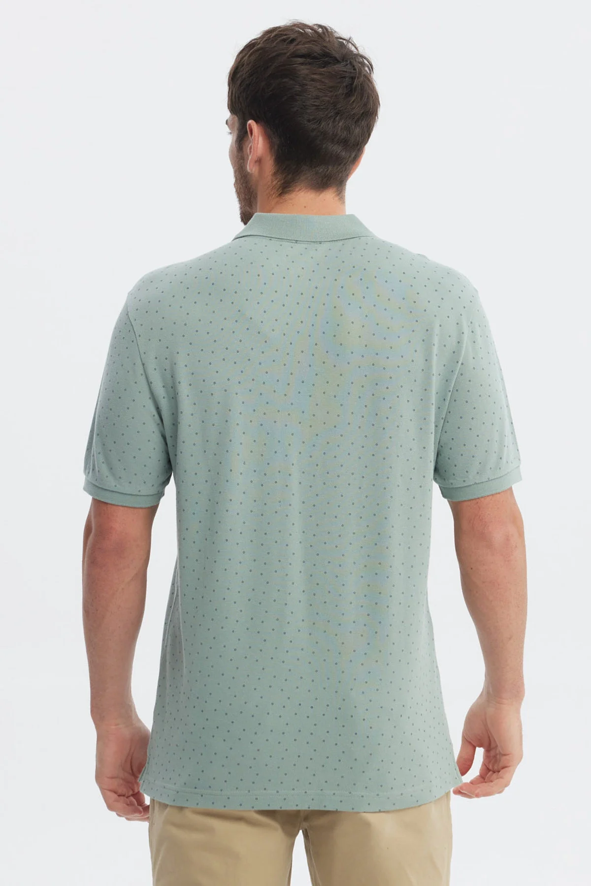 Polera Hombre Pique Mini Print Verde - Image 3