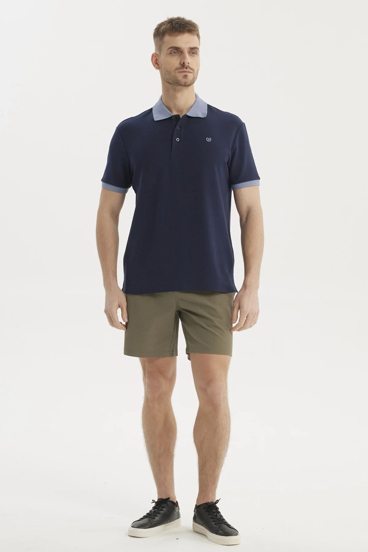 Polera Hombre Pique Wafle Con Botones Azul Marino - Image 4
