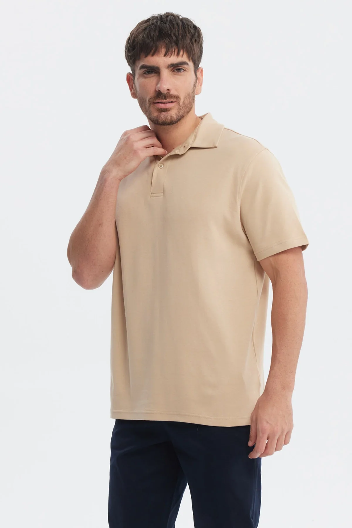 Polera Hombre Polo Lisa Beige - Image 2