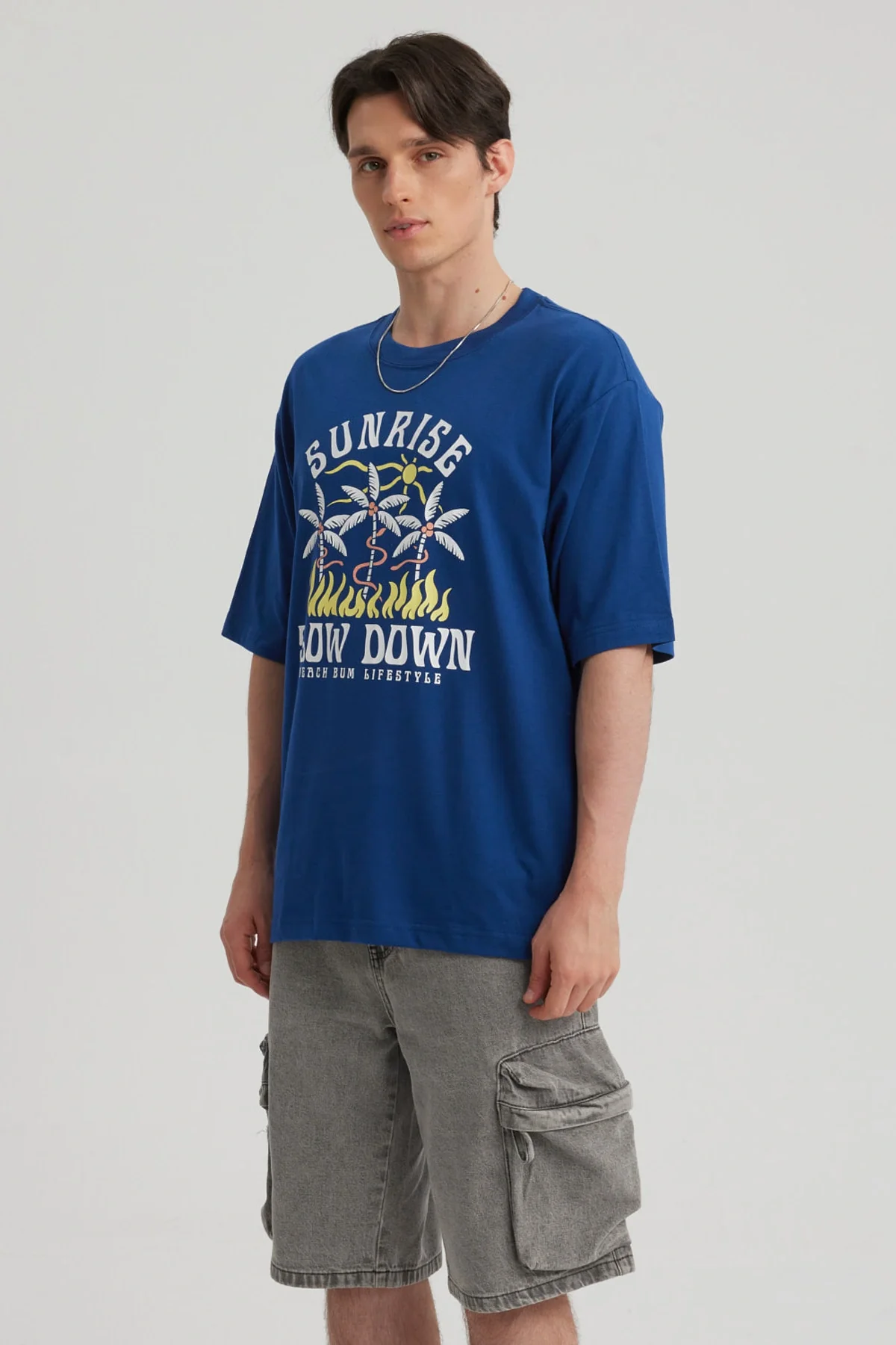 Polera Hombre Print Central Azul - Image 2