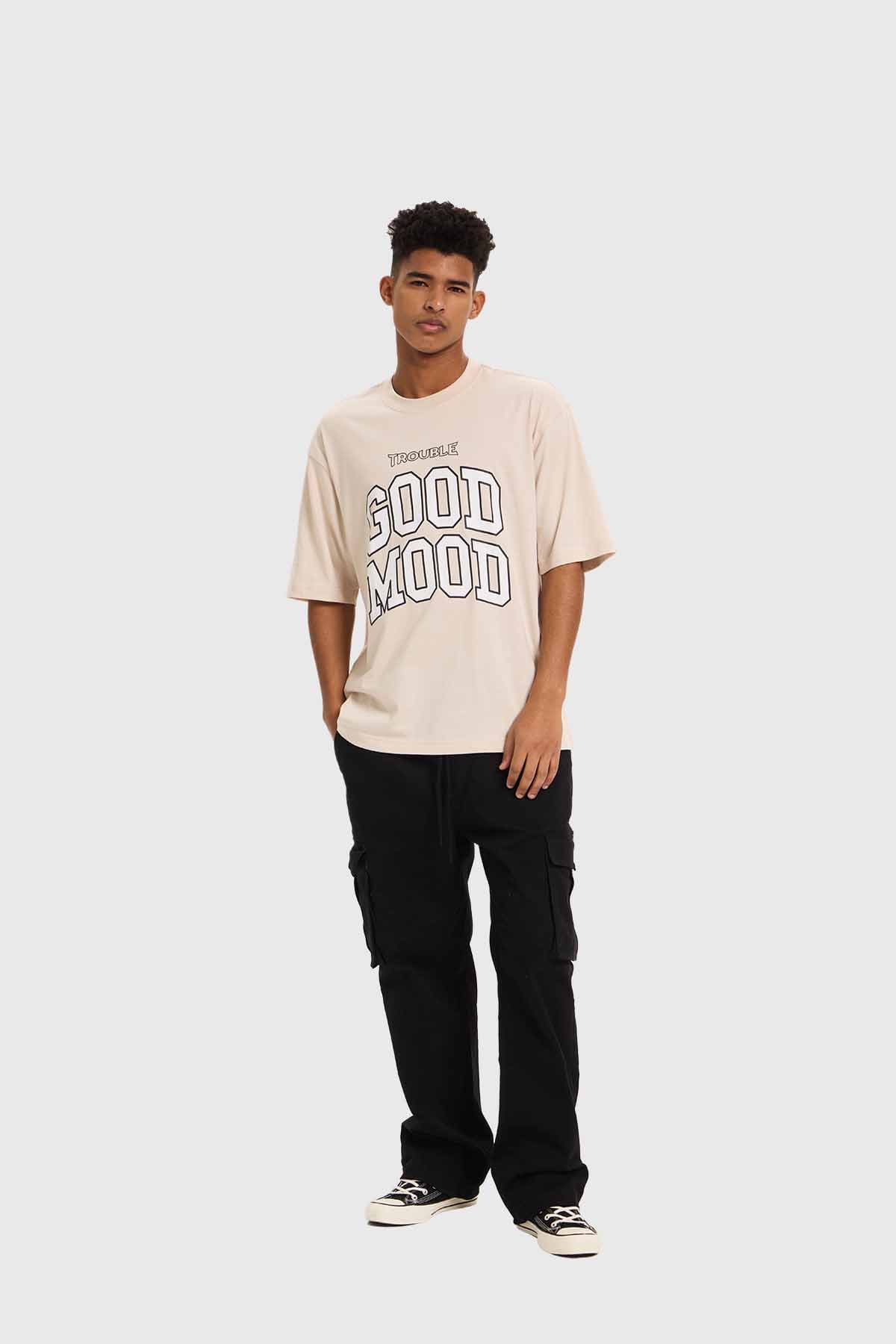Polera Hombre Print College Beige - Image 4