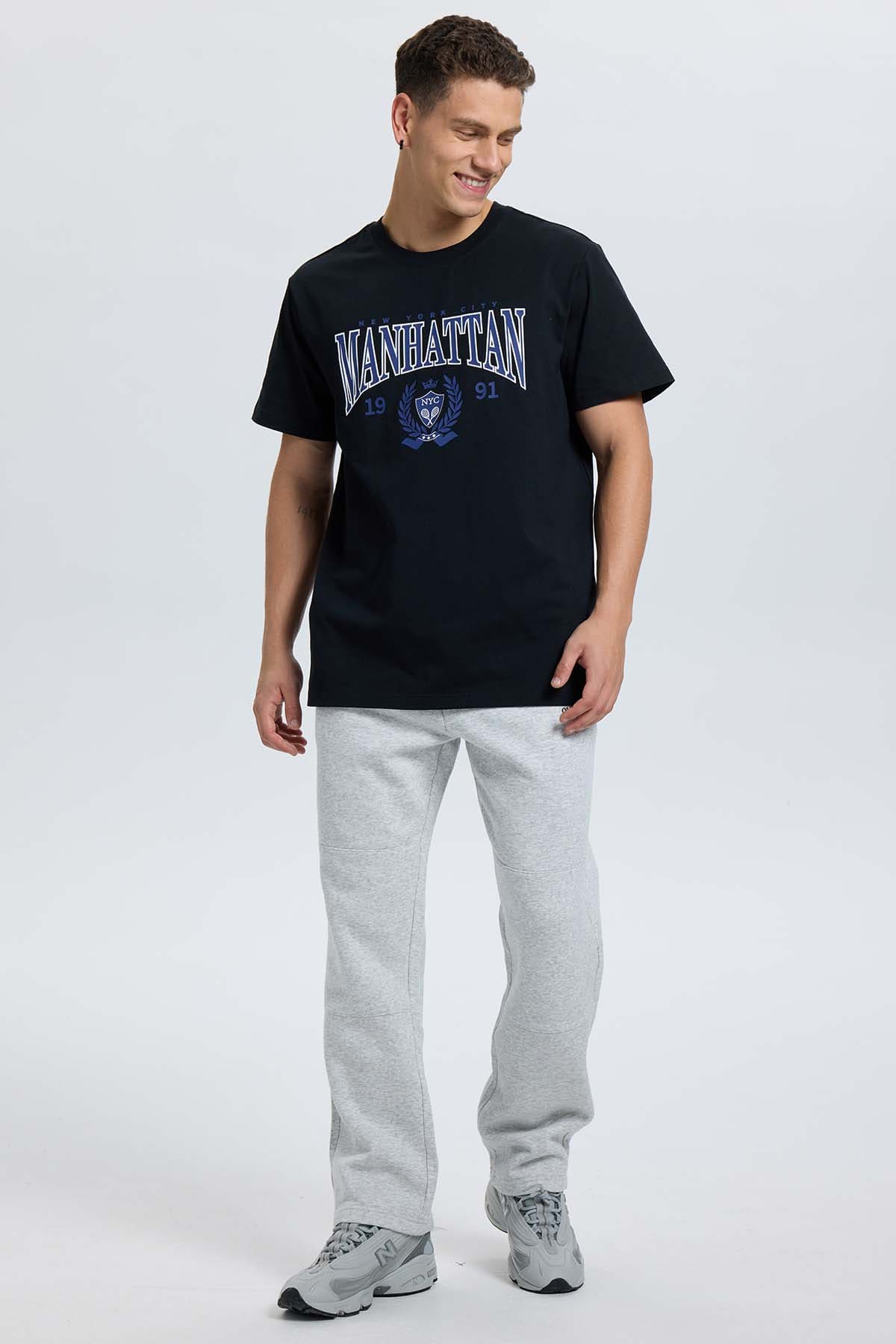 Polera Hombre Print College Negro - Image 4