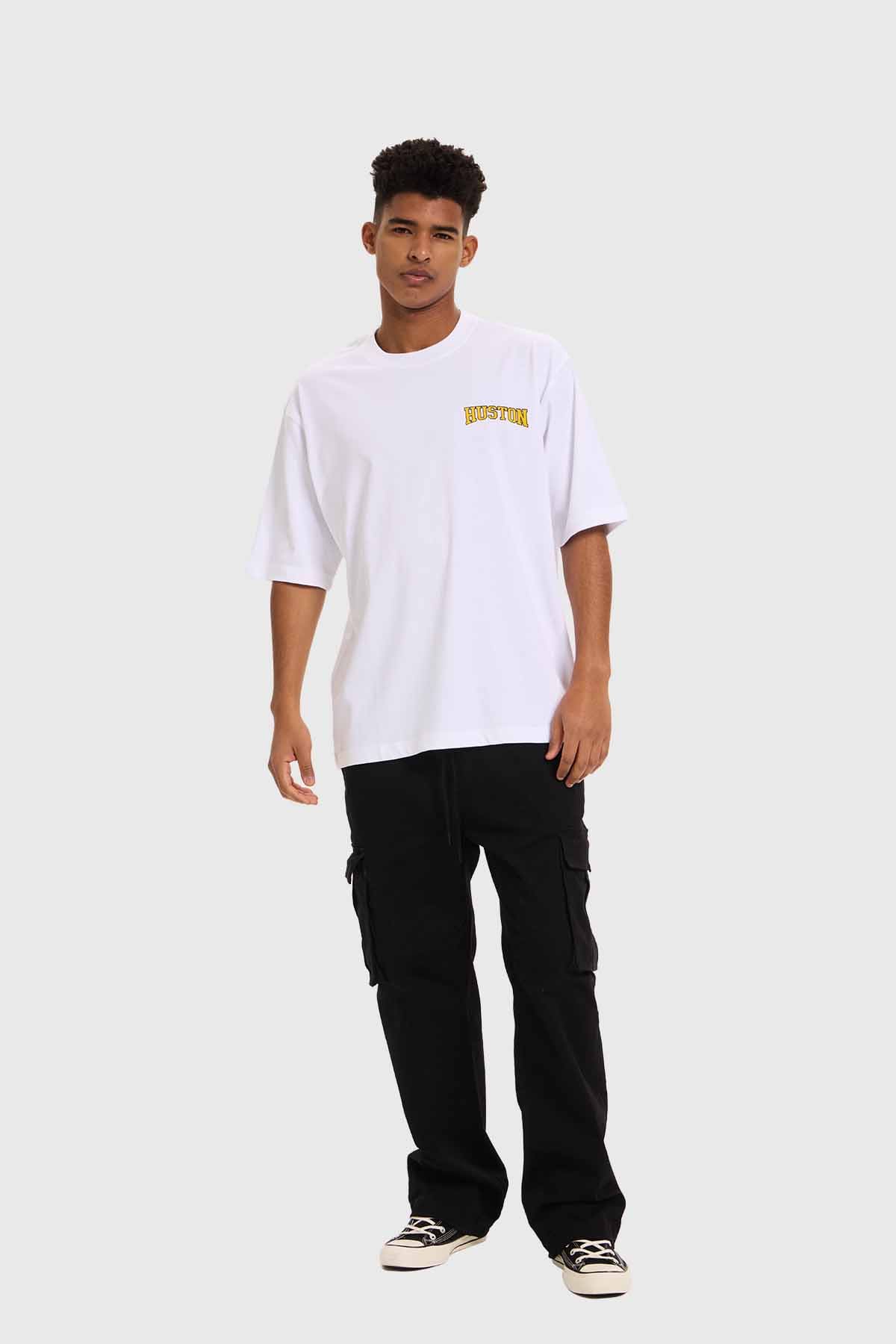 Polera Hombre Print Flamas Blanco - Image 4