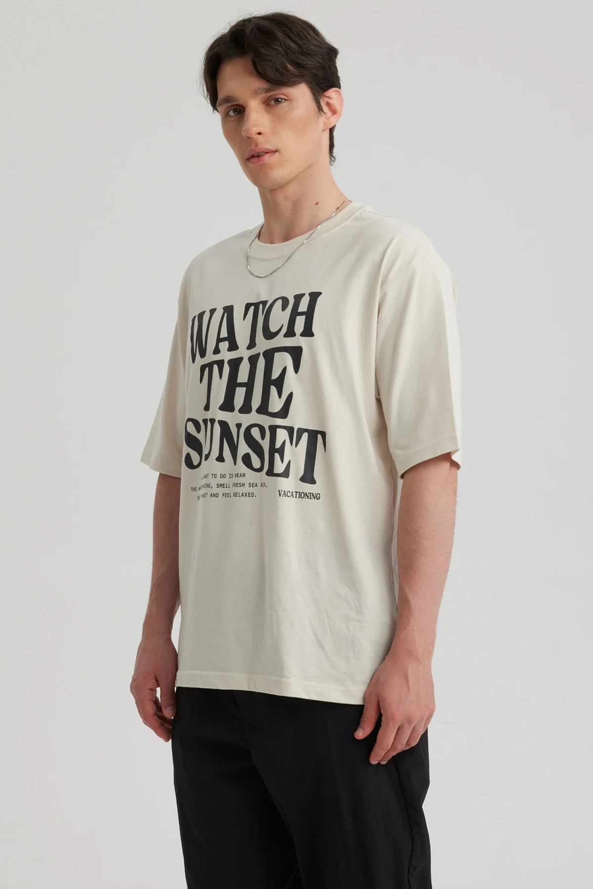 Polera Hombre Print Oversize Beige - Image 2