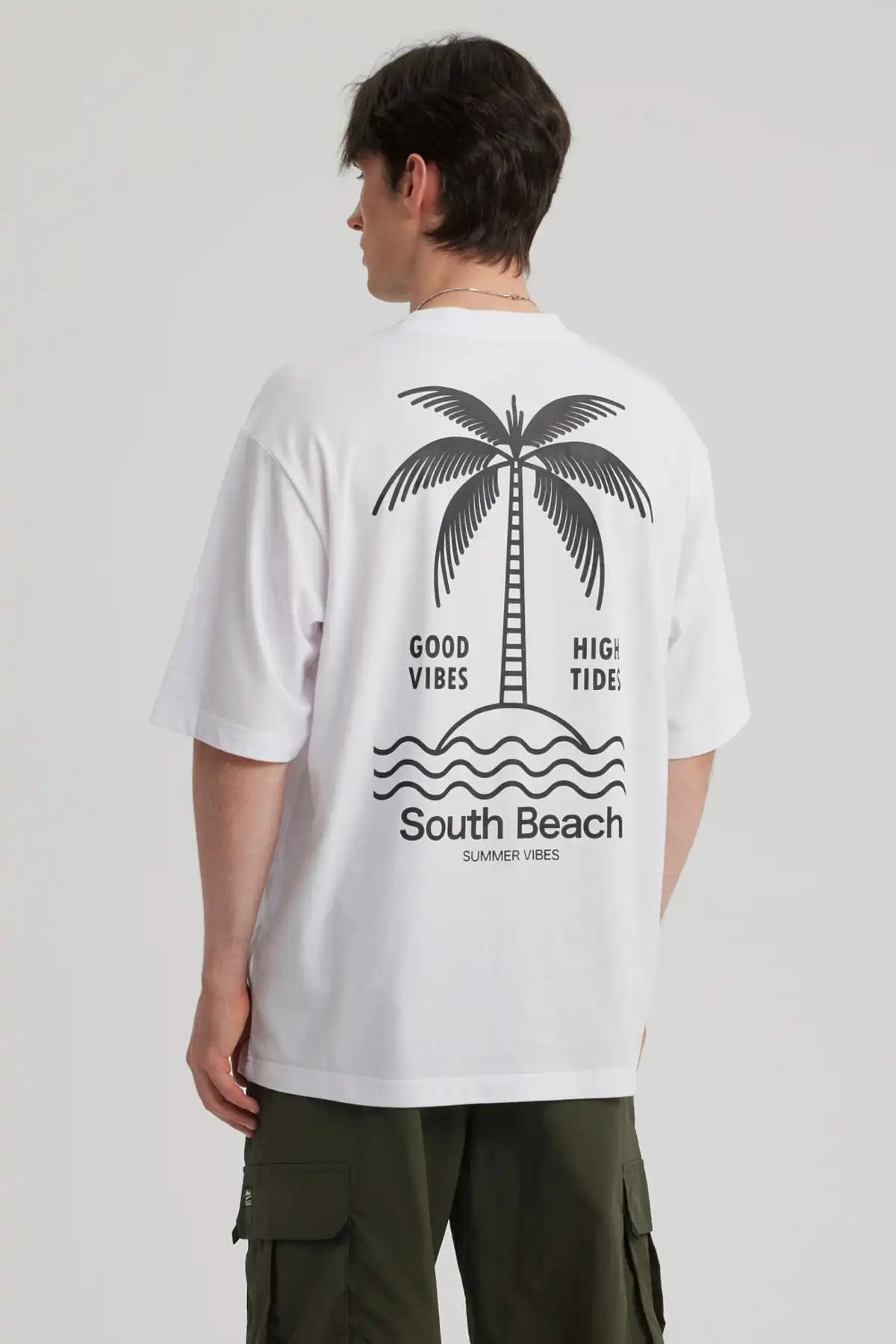 Polera Hombre Print Oversize Blanco - Image 3