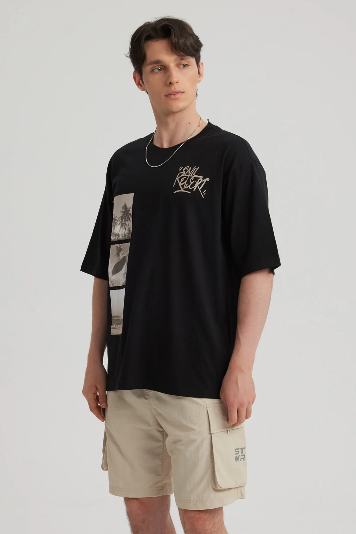 Polera Hombre Print Oversize Negro - Image 2