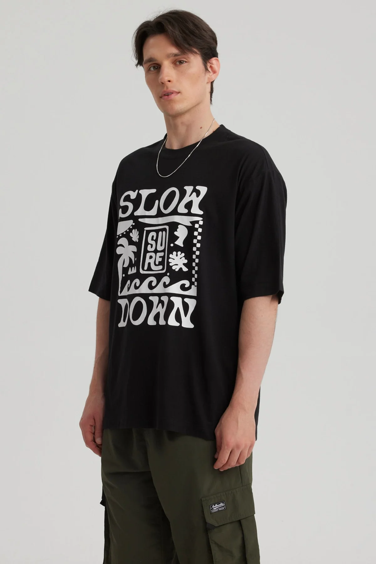 Polera Hombre Print Oversize Negro - Image 2