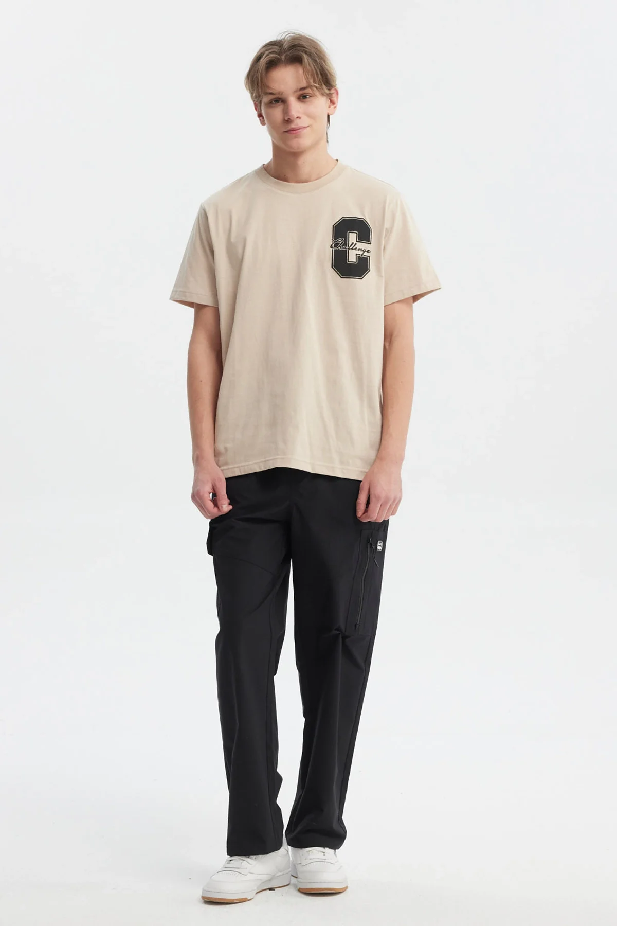 Polera Hombre Regular Fit Letra Beige - Image 4