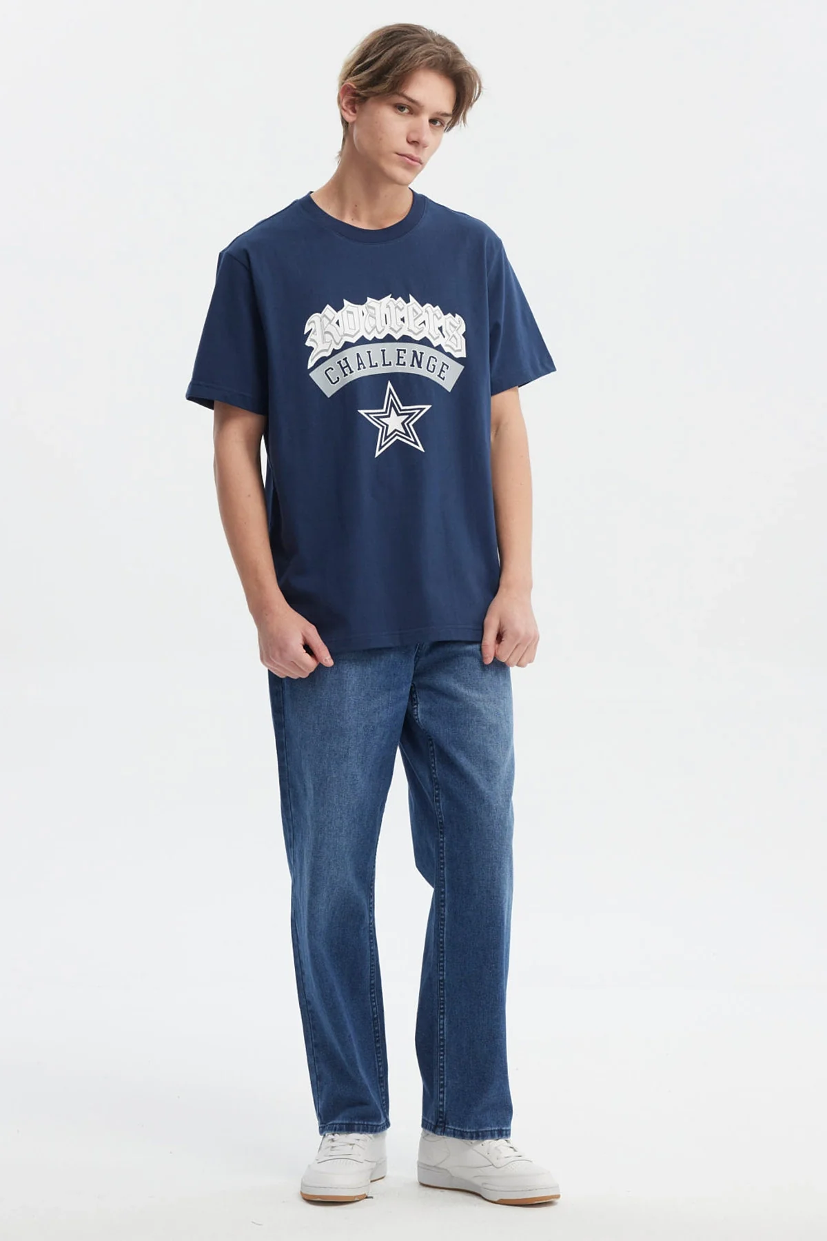 Polera Hombre Regular Fit Print College Azul - Image 4