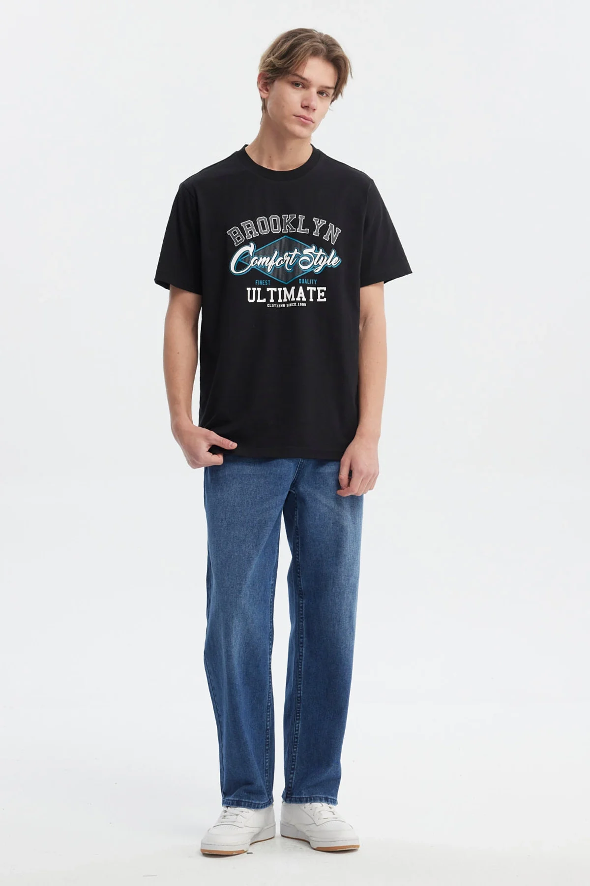 Polera Hombre Regular Fit Print College Negro - Image 4